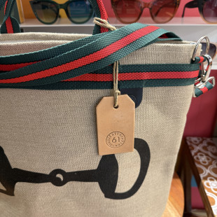 BORSA MANIFATTURE PICO - STRIPES CANVAS NEUTRO STAFFA NERA