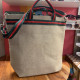 BORSA MANIFATTURE PICO - STRIPES CANVAS NEUTRO STAFFA NERA