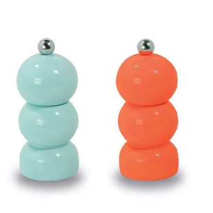 SET MACINA SALE E PEPE IN LEGNO - ARANCIO E AZZURRO