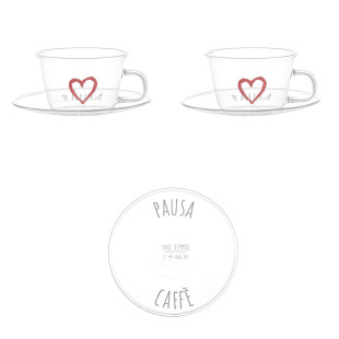 SET DUE TAZZINE "PAUSA CAFFE' - CUORE ROSSO"
