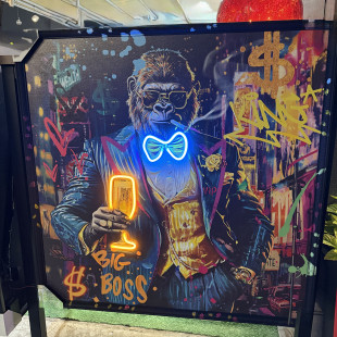 QUADRO LED MONKEY GOLD 80X80