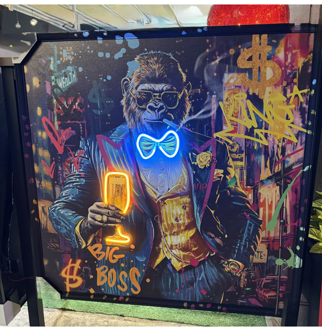 QUADRO LED MONKEY GOLD 80X80