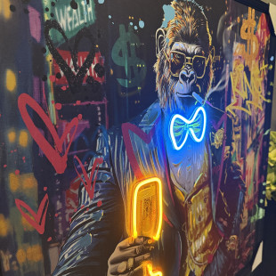 QUADRO LED MONKEY GOLD 80X80