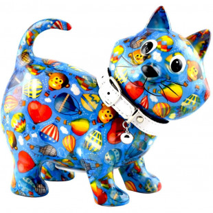 SALVADANAIO GATTO KIKI M AZZURRO DECORO CIRCO