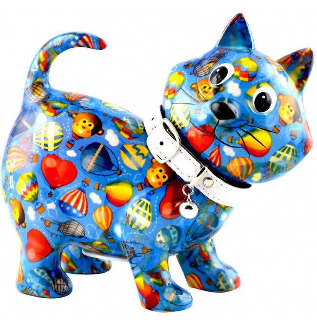 SALVADANAIO GATTO KIKI M AZZURRO DECORO CIRCO