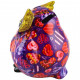 SALVADANAIO GUFO OLIVE M VIOLA DECORO CUORI
