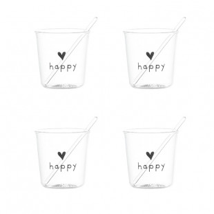 SET 4 TAZZINE "HAPPY" DECORO NERO