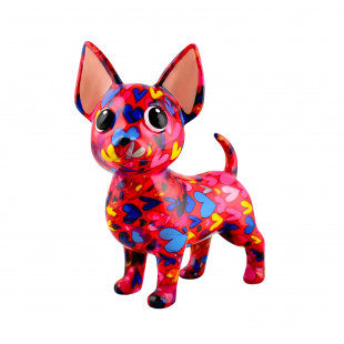 SALVADANAIO CHIHUAHUA CRUZ M FUCSIA DECORO CUORI