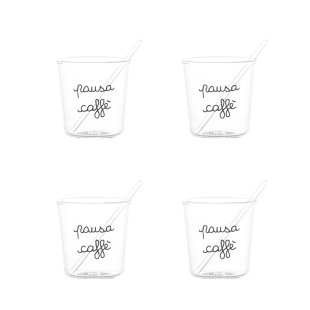 SET 4 TAZZINE "PAUSA CAFFE' " DECORO NERO
