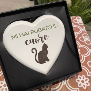 CUORE IN LEGNO "MI HAI RUBATO IL CUORE - GATTO"