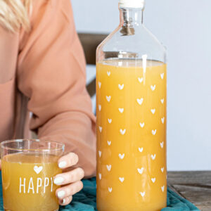 BOTTIGLIA IN VETRO "TAPPEZZERIA CUORI"