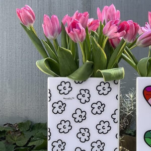 VASO RETTANGOLARE BLACK FLOWERS