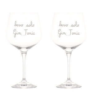 COPPIA CALICI "BEVO SOLO GIN TONIC"
