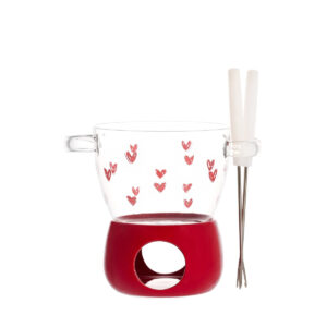 FONDUTA CIOCCOLATO TAPPEZZERIA CUORI" BASE ROSSA