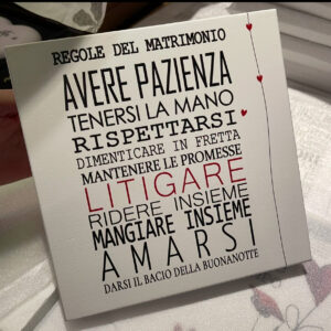 QUADRETTO IN LEGNO "REGOLE DEL MATRIMONIO"