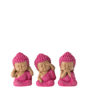 SET 3 MONACI NON VEDO-NON SENTO-NON PARLO ROSA