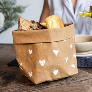 CONTENITORE IN CELLULOSA "TAPPEZZERIA CUORI" 15x15 AVANA