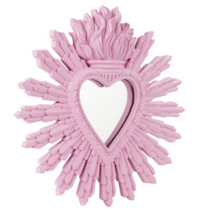 SPECCHIO EX VOTO RESINA ROSA CON RAGGI