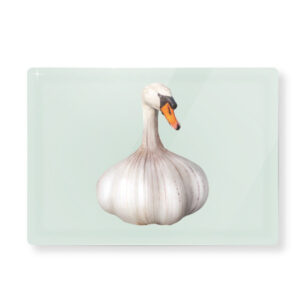 TAGLIERE IN VETRO DECORO AGLIO