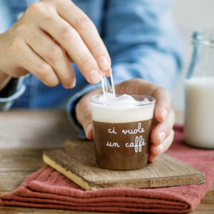 SET 4 TAZZINE "CI VUOLE UN CAFFE'" DECORO BIANCO