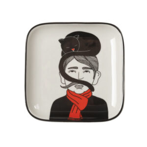 PIATTINO QUADRATO MAN WITH CAT