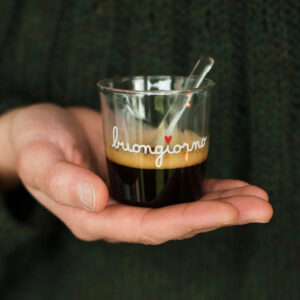 SET 4 TAZZINE "BUONGIORNO'" DECORO BIANCO