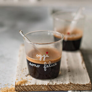 SET 4 TAZZINE "OGGI SONO FELICE" DECORO BIANCO