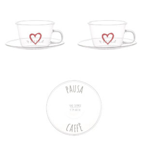 SET DUE TAZZINE "PAUSA CAFFE' - CUORE ROSSO"