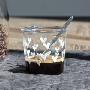 SET 4 TAZZINE "TAPPEZZERIA DI CUORI" DECORO BIANCO