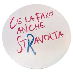 SPECCHIO DA BORSA CON LUCE "CE LA FARO' ANCHE STRAVOLTA"