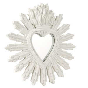 SPECCHIO EX VOTO RESINA BIANCO CON RAGGI