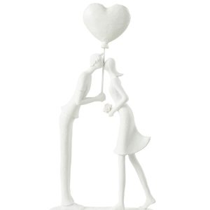 SCULTURA COPPIA BACIO PALLONE CUORE