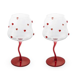 SET 2 CALICI COCKTAIL DECORO CUORI ROSSI