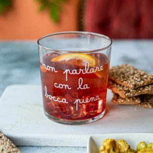 BICCHIERE "NON PARLARE CON LA BOCCA PIENA"