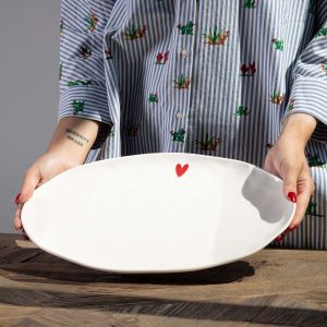 PIATTO OVALE CUORE ROSSO