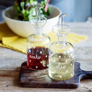 SET "OLIO-ACETO CUORI" 250ML DECORO BIANCO