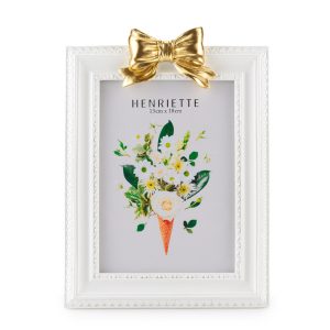PORTAFOTO FIOCCO BIANCO-ORO 13X18