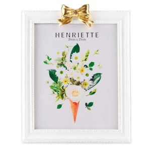PORTAFOTO FIOCCO BIANCO-ORO 20X25