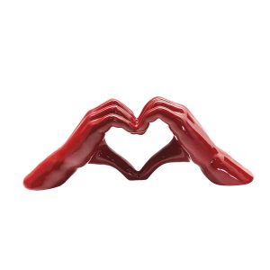 SCULTURA MANI A CUORE ROSSO LUCIDO