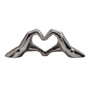 SCULTURA MANI A CUORE ARGENTO GRANDI