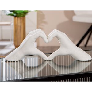 SCULTURA MANI A CUORE BIANCO GESSO