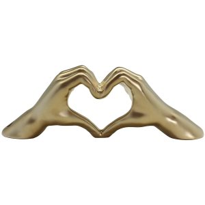 SCULTURA MANI A CUORE ORO OPACO