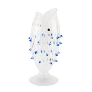 BROCCA VETRO PESCE SPINE AZZURRE