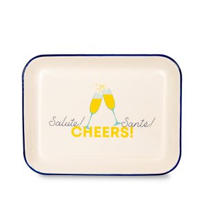 VASSOIO IN LATTA SMALTATA "SALUTE, CHEERS, SANTE'"