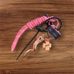 PORTACHIAVI CORNETTO E CHARMS ROSATO