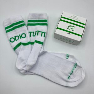 CALZINI ODIO TUTTI BIANCO-VERDE