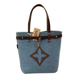 BORSA SHOPPING FELTRO AZZURRO CARTA DA ZUCCHERO