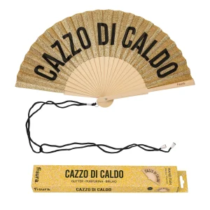 VENTAGLIO "CAZZO DI CALDO" GLITTER ORO