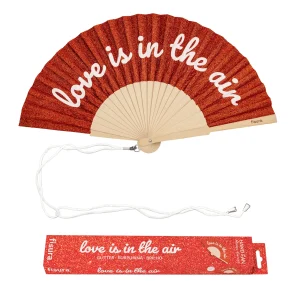 VENTAGLIO "LOVE IS IN THE AIR" GLITTER ROSSO