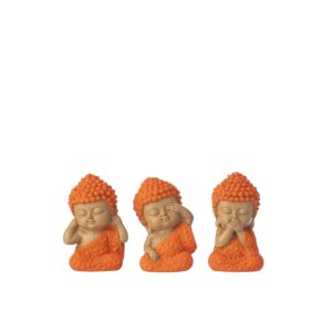 SET 3 MONACI NON VEDO-NON SENTO-NON PARLO ARANCIO